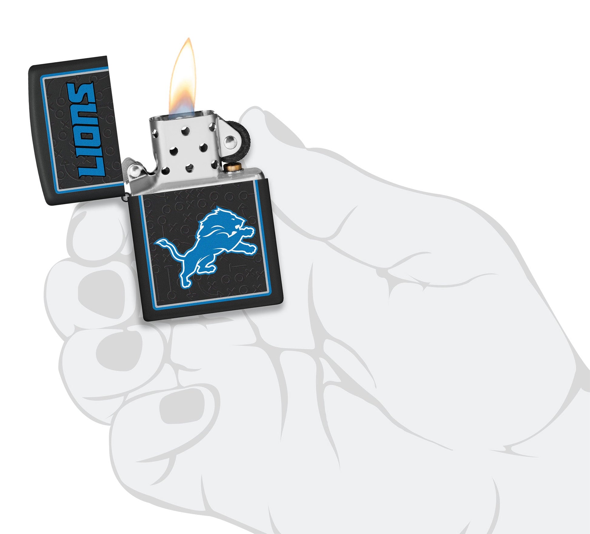 Zippo NFL Detroit Lions Playbook Design Black Matte Windproof Lighter