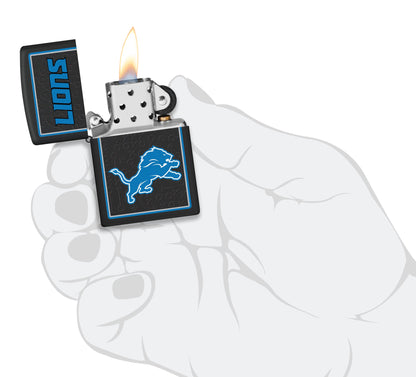 Zippo NFL Detroit Lions Playbook Design Black Matte Windproof Lighter
