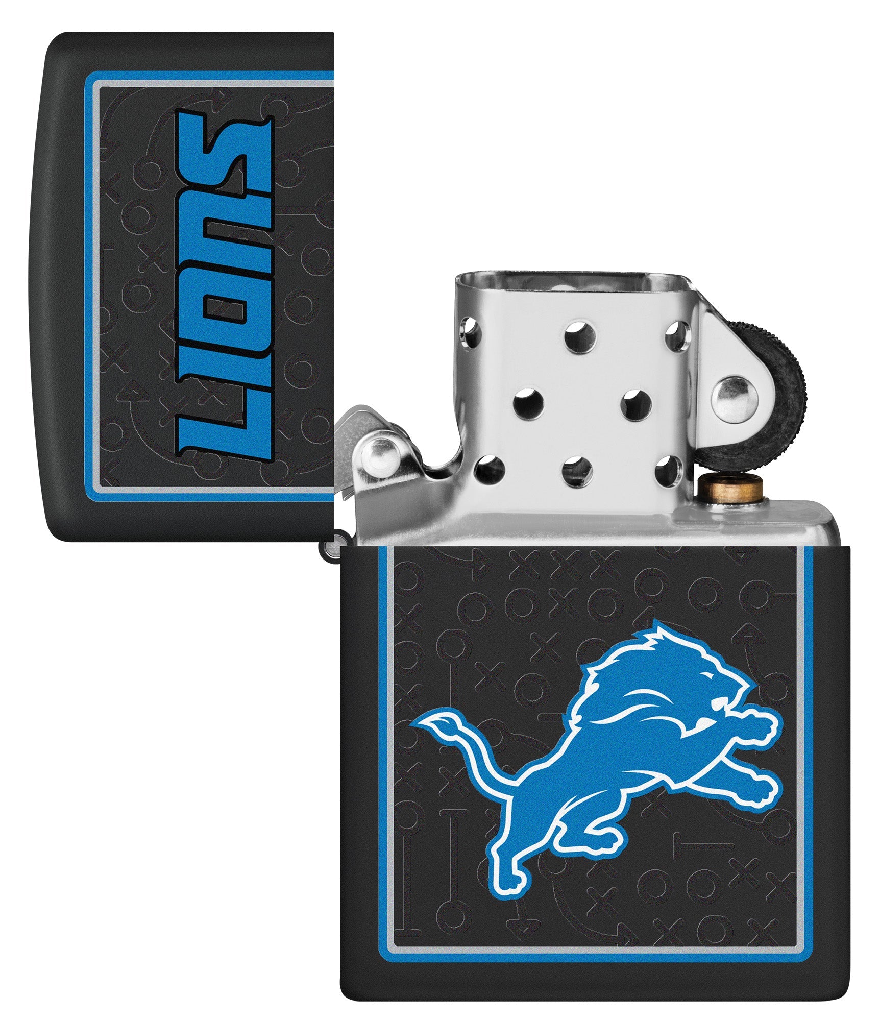 Zippo NFL Detroit Lions Playbook Design Black Matte Windproof Lighter