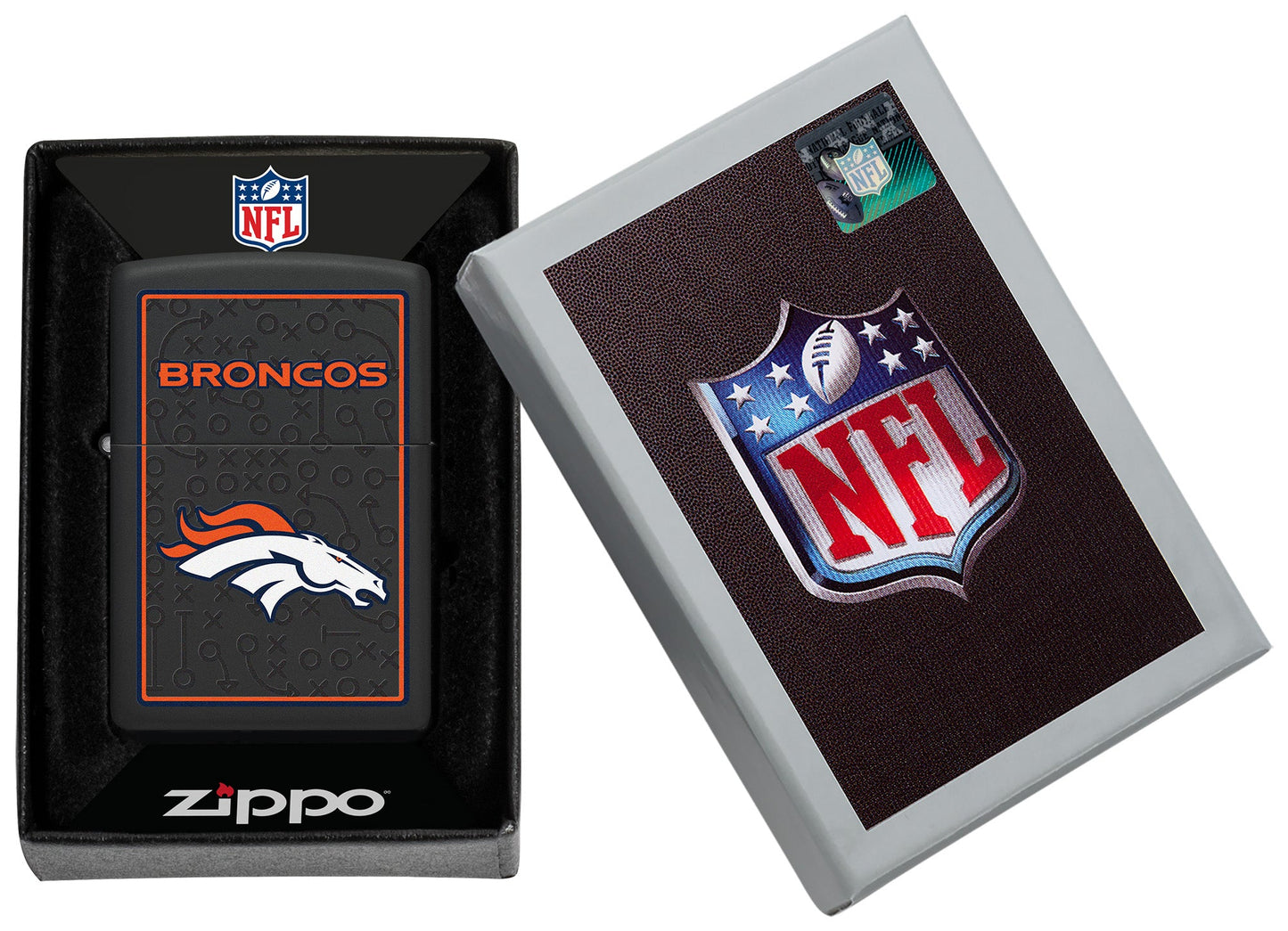 Zippo NFL Denver Broncos Playbook Design Black Matte Windproof Lighter