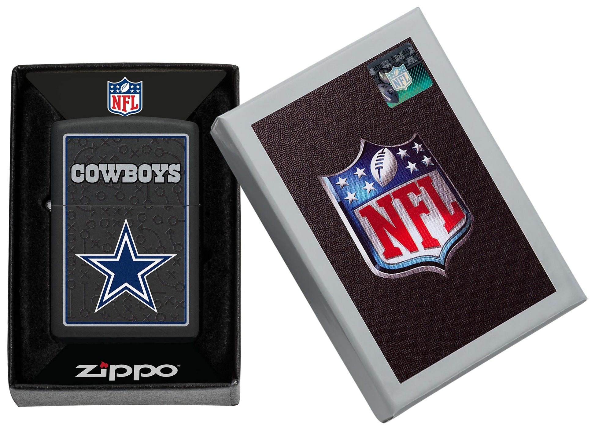 Zippo NFL Dallas Cowboys Playbook Design Black Matte Windproof Lighter