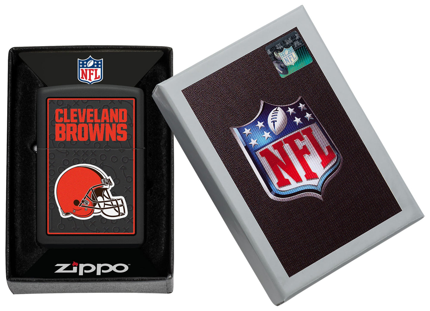 Zippo NFL Cleveland Browns Playbook Design Black Matte Windproof Lighter