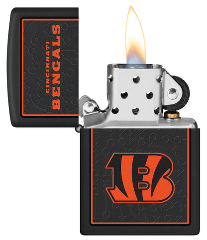 Zippo NFL Cincinnati Bengals Playbook Design Black Matte Windproof Lighter