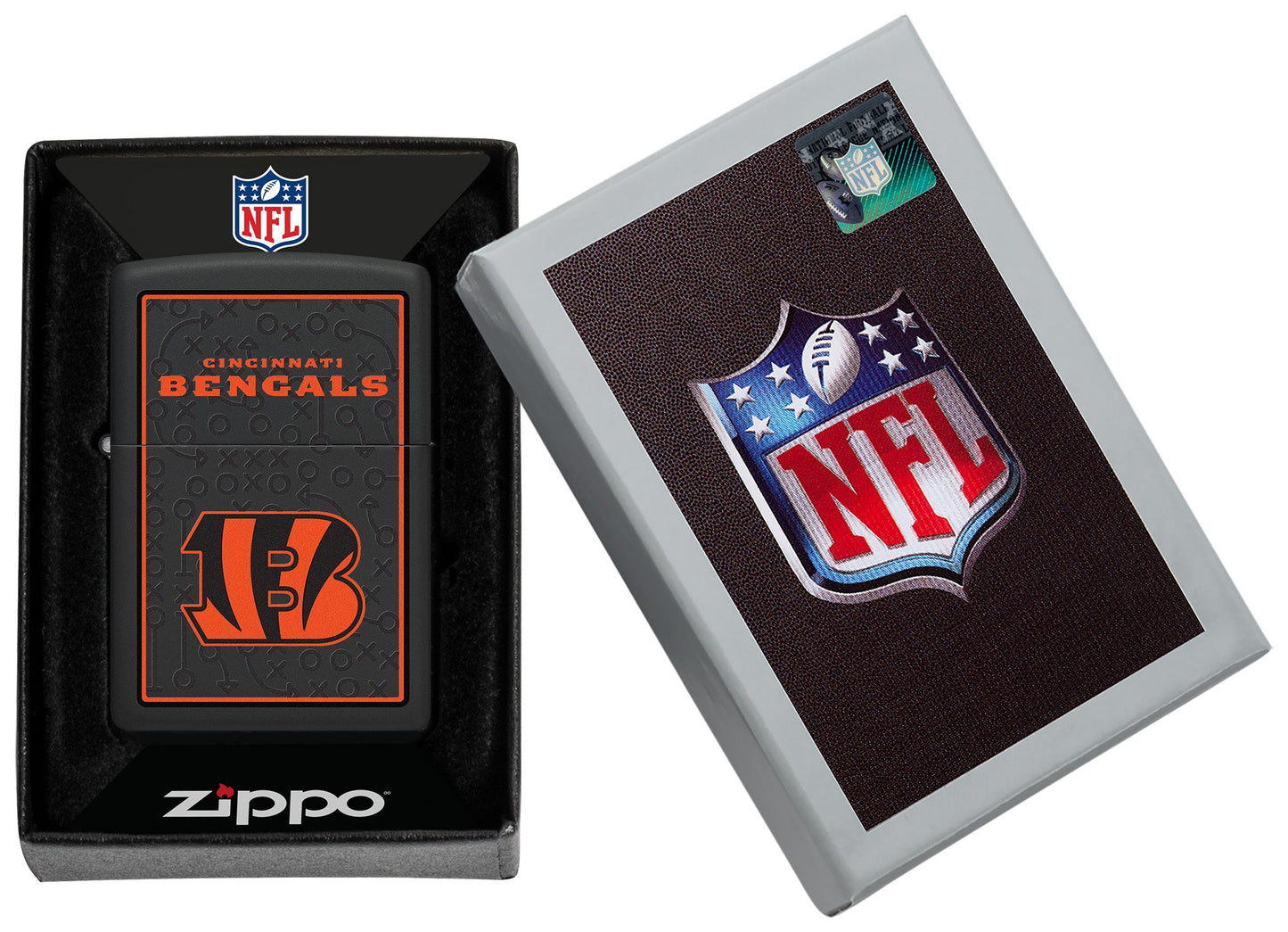 Zippo NFL Cincinnati Bengals Playbook Design Black Matte Windproof Lighter