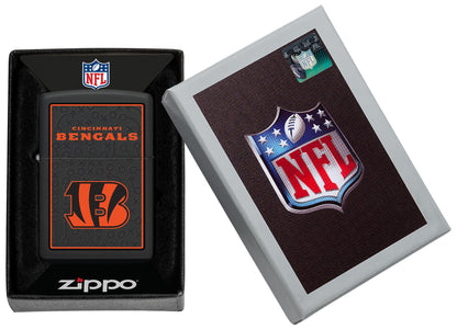 Zippo NFL Cincinnati Bengals Playbook Design Black Matte Windproof Lighter