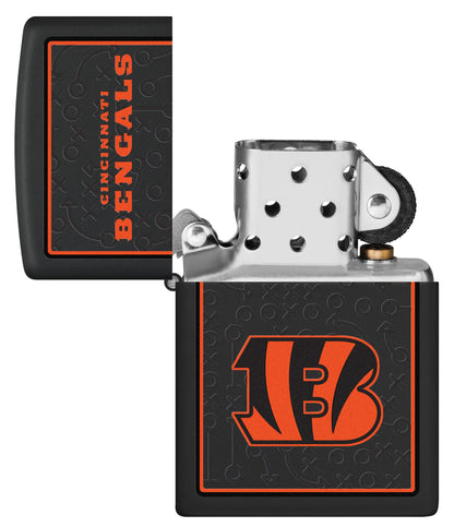 Zippo NFL Cincinnati Bengals Playbook Design Black Matte Windproof Lighter