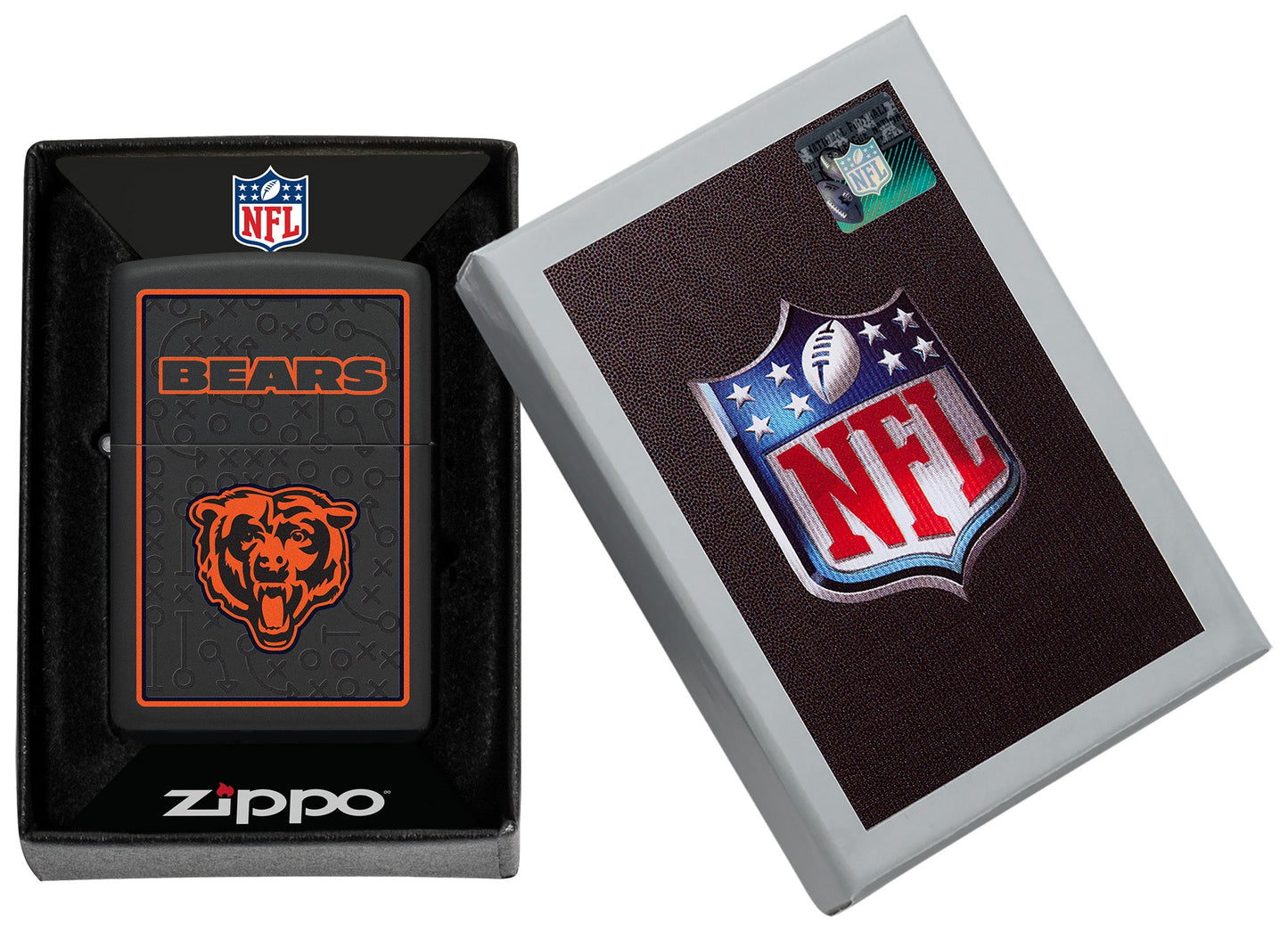 Zippo NFL Chicago Bears Playbook Design Black Matte Windproof Lighter