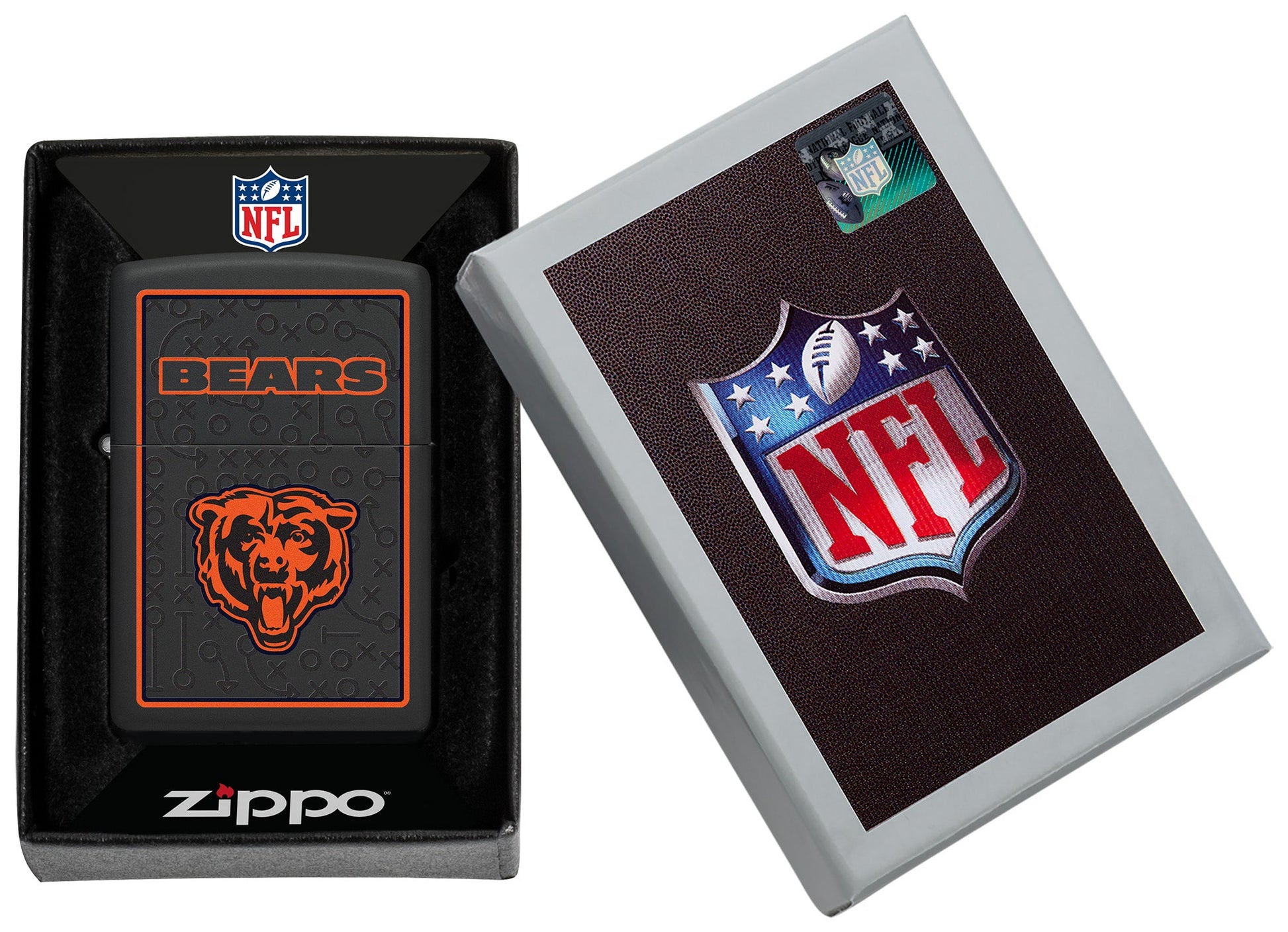 Zippo NFL Chicago Bears Playbook Design Black Matte Windproof Lighter