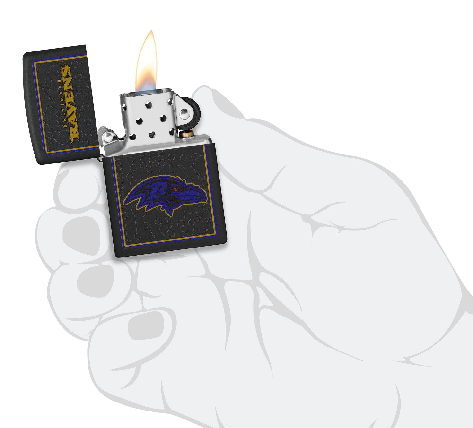 Zippo NFL Baltimore Ravens Playbook Design Black Matte Windproof Lighter