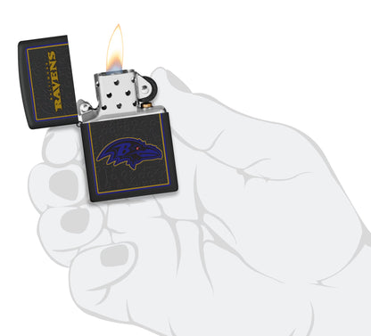 Zippo NFL Baltimore Ravens Playbook Design Black Matte Windproof Lighter