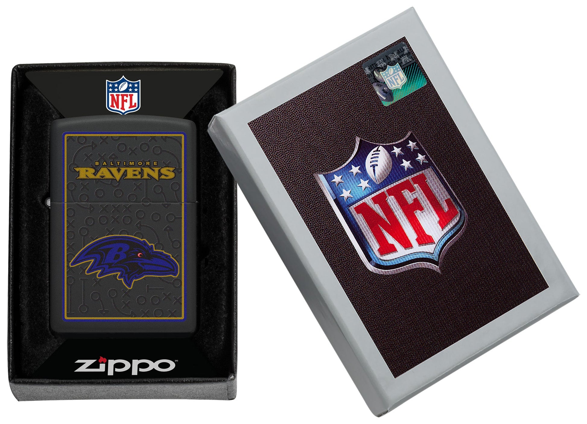 Zippo NFL Baltimore Ravens Playbook Design Black Matte Windproof Lighter