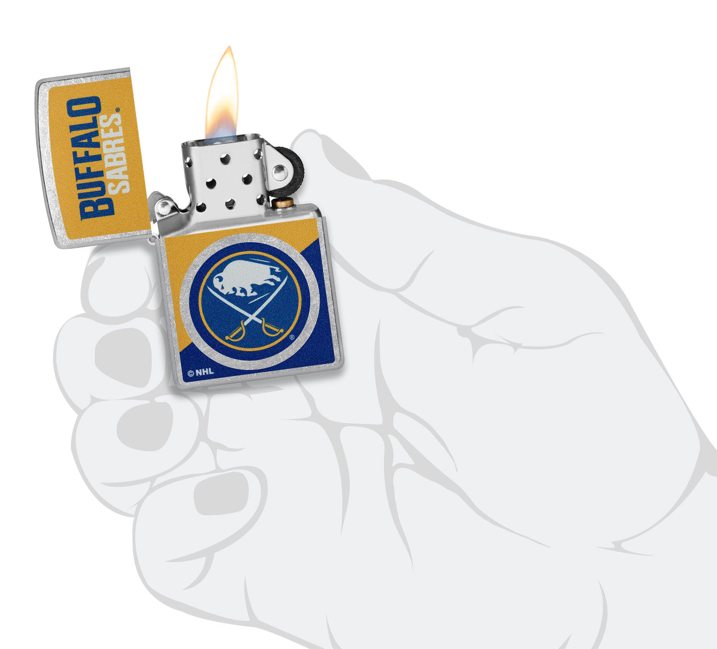 Zippo NHL® Buffalo Sabres® Colorblock Logo Design Street Chrome™ Windproof Lighter