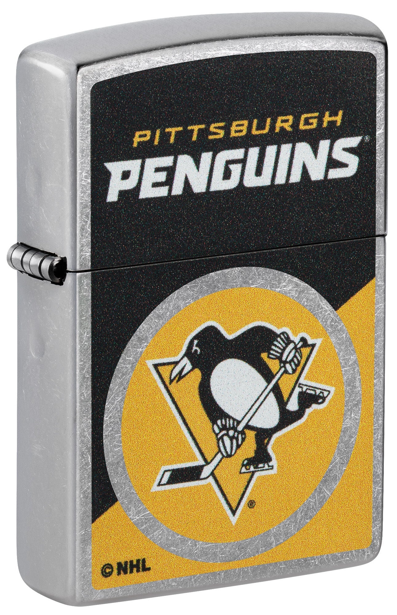 Zippo NHL® Pittsburgh Penguins® Colorblock Logo Design Street Chrome™ Windproof Lighter
