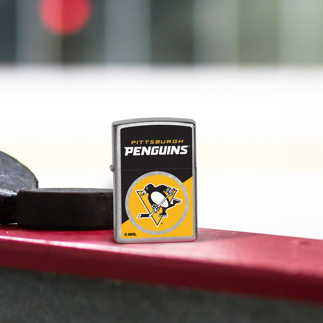 Zippo NHL® Pittsburgh Penguins® Colorblock Logo Design Street Chrome™ Windproof Lighter