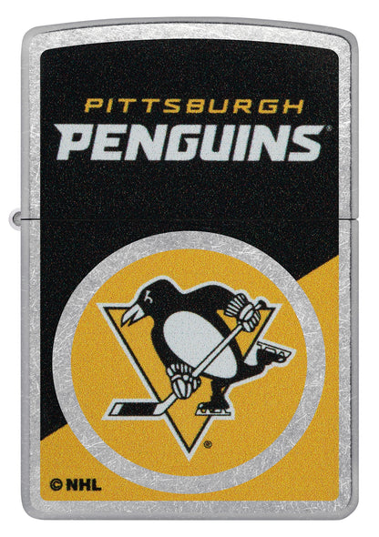 Zippo NHL® Pittsburgh Penguins® Colorblock Logo Design Street Chrome™ Windproof Lighter