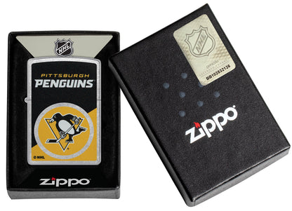 Zippo NHL® Pittsburgh Penguins® Colorblock Logo Design Street Chrome™ Windproof Lighter
