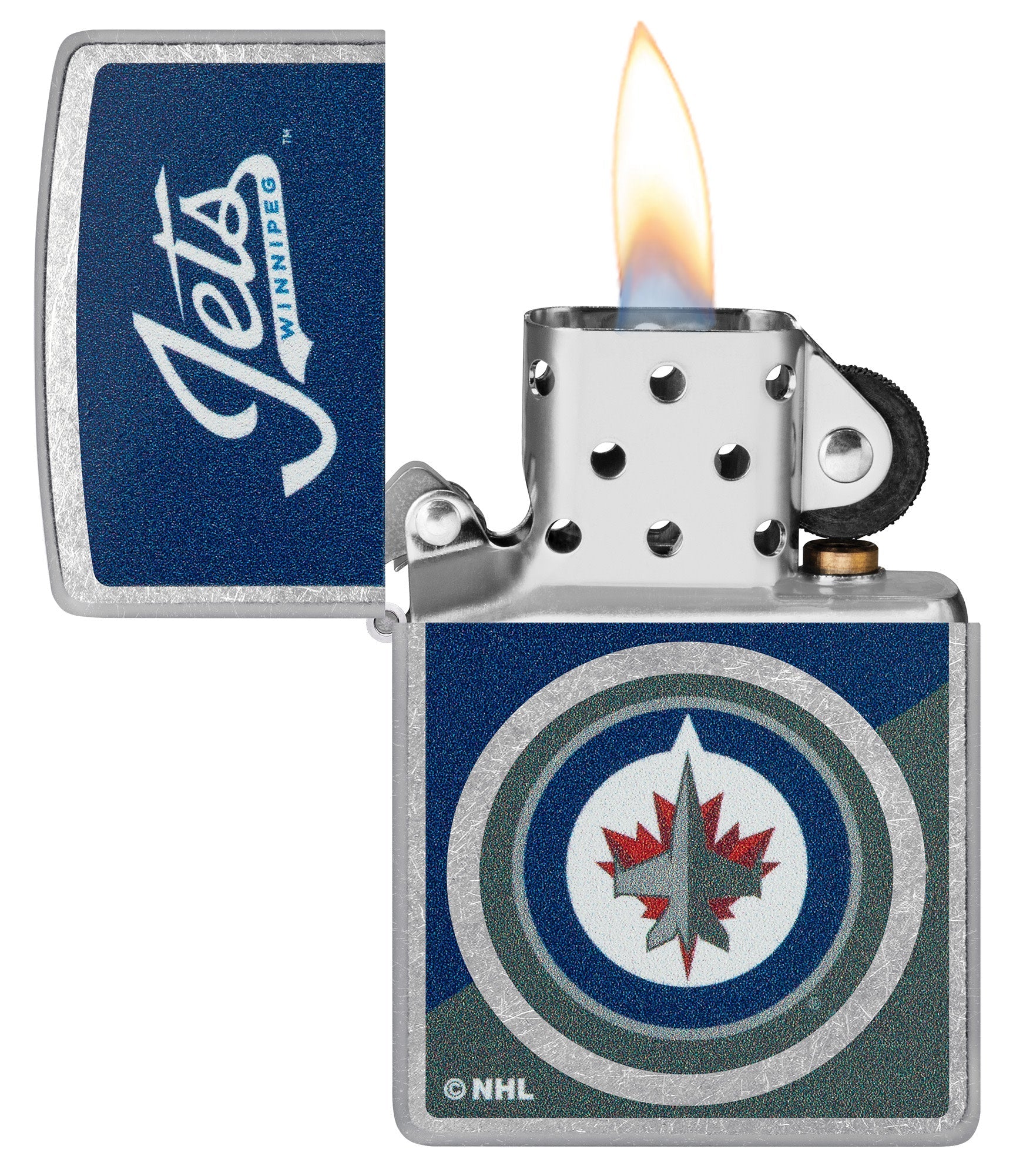 Zippo NHL® Winnipeg Jets™ Colorblock Logo Design Street Chrome™ Windproof Lighter