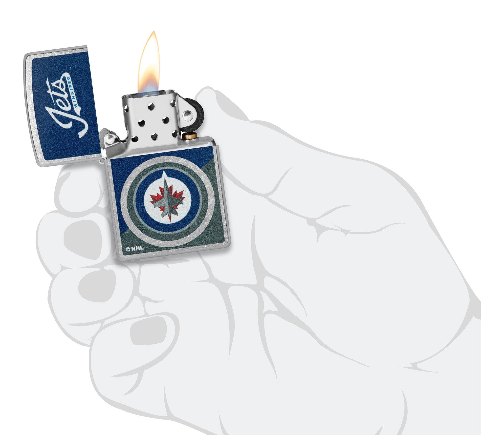 Zippo NHL® Winnipeg Jets™ Colorblock Logo Design Street Chrome™ Windproof Lighter