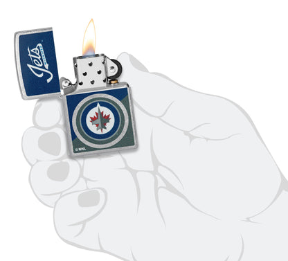 Zippo NHL® Winnipeg Jets™ Colorblock Logo Design Street Chrome™ Windproof Lighter