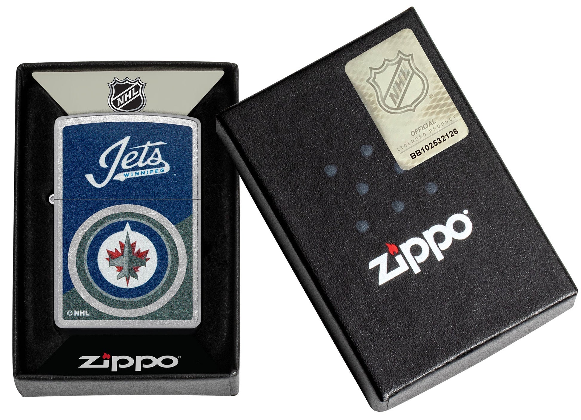 Zippo NHL® Winnipeg Jets™ Colorblock Logo Design Street Chrome™ Windproof Lighter
