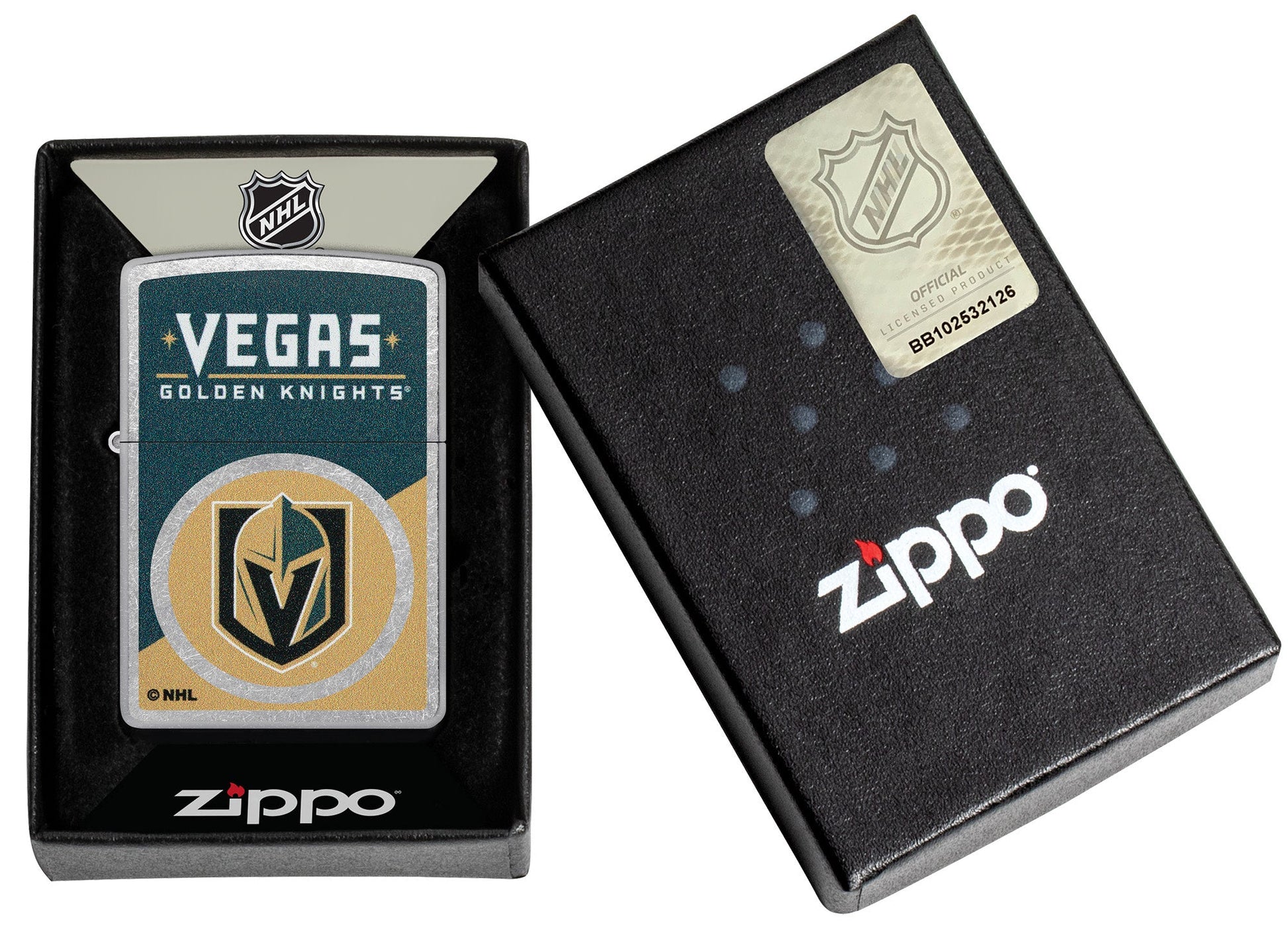 Zippo NHL® Vegas Golden Knights® Colorblock Logo Design Street Chrome™ Windproof Lighter
