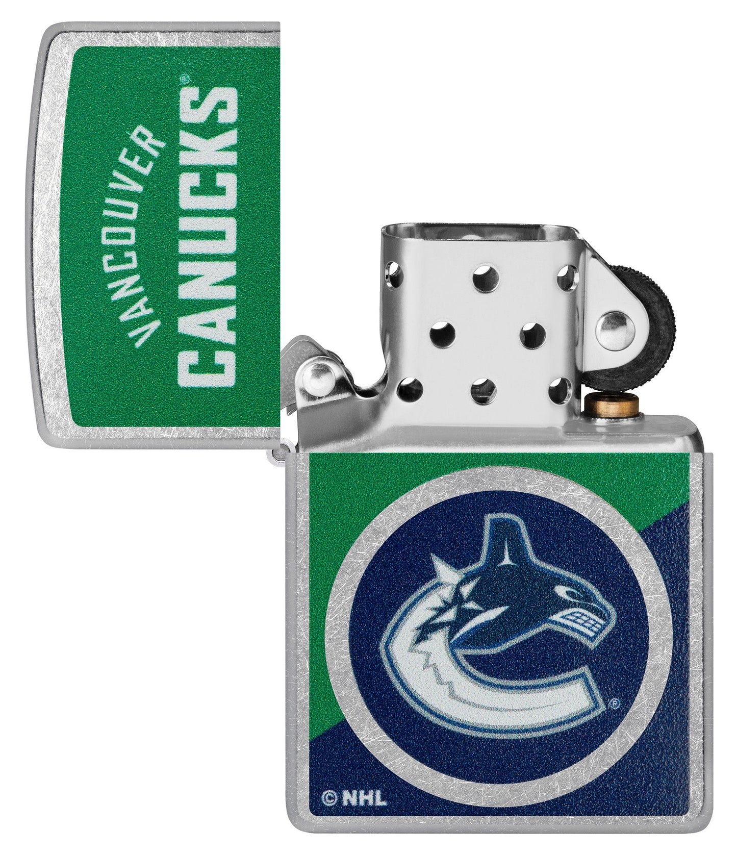 Zippo NHL® Vancouver Canucks® Colorblock Logo Design Street Chrome™ Windproof Lighter