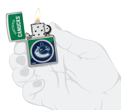 Zippo NHL® Vancouver Canucks® Colorblock Logo Design Street Chrome™ Windproof Lighter