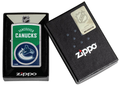 Zippo NHL® Vancouver Canucks® Colorblock Logo Design Street Chrome™ Windproof Lighter