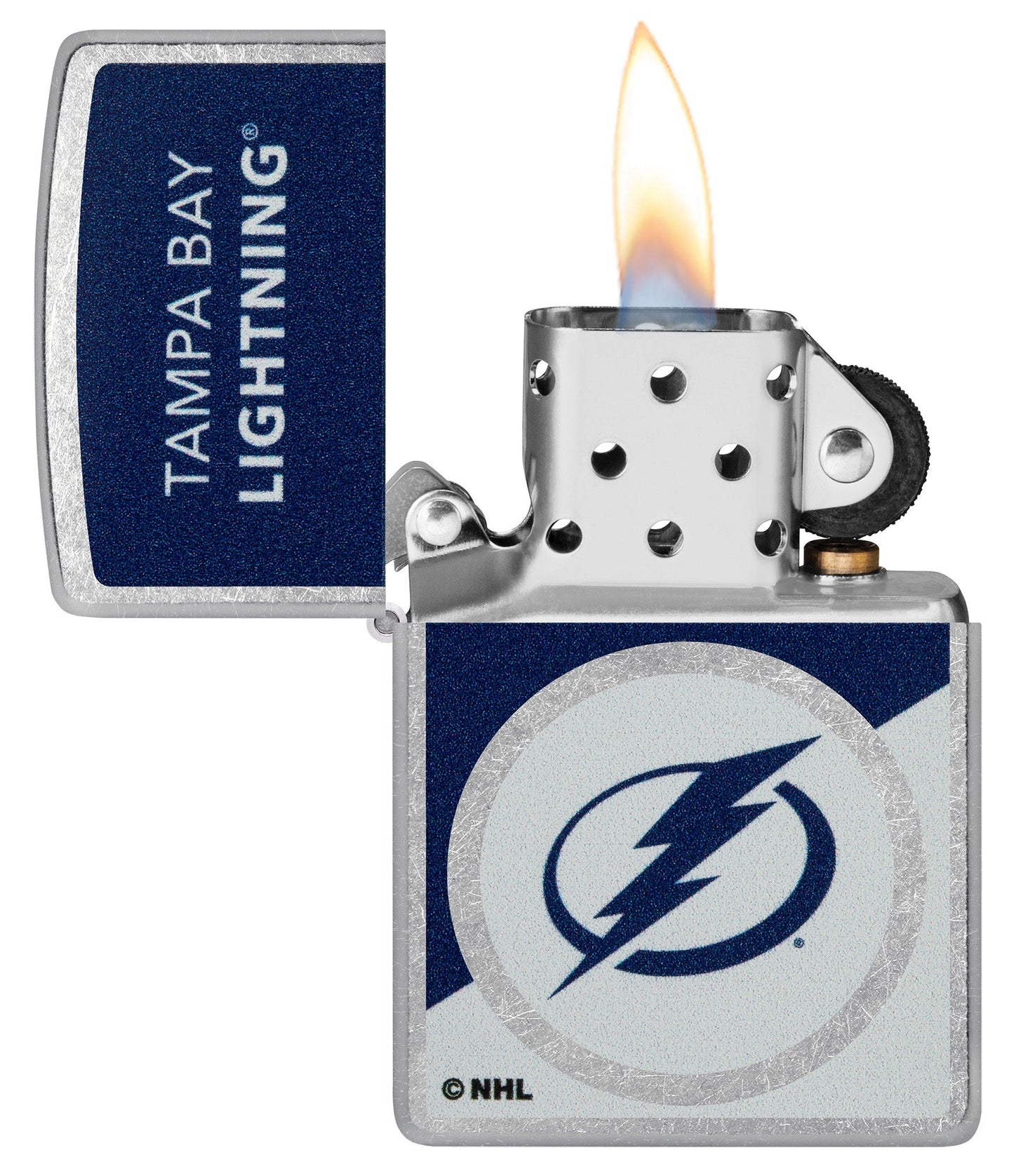 Zippo NHL® Tampa Bay Lightning® Colorblock Logo Design Street Chrome™ Windproof Lighter