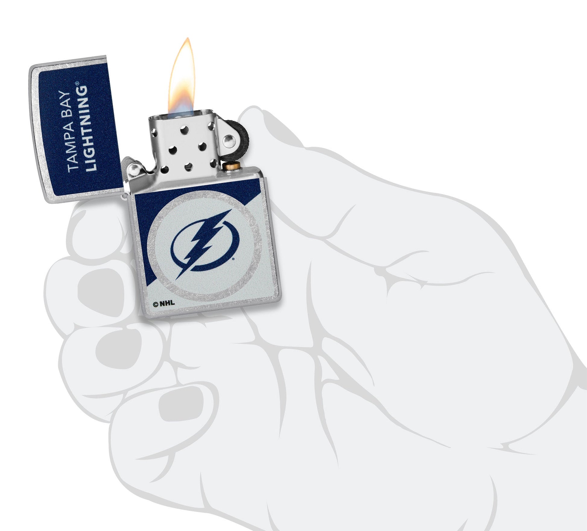 Zippo NHL® Tampa Bay Lightning® Colorblock Logo Design Street Chrome™ Windproof Lighter