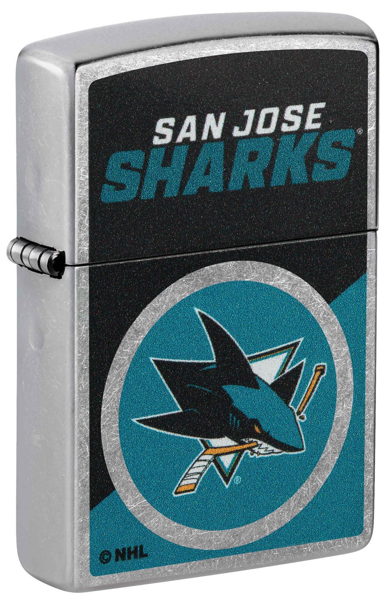 Zippo NHL® San Jose Sharks® Colorblock Logo Design Street Chrome™ Windproof Lighter