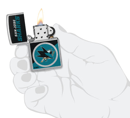 Zippo NHL® San Jose Sharks® Colorblock Logo Design Street Chrome™ Windproof Lighter