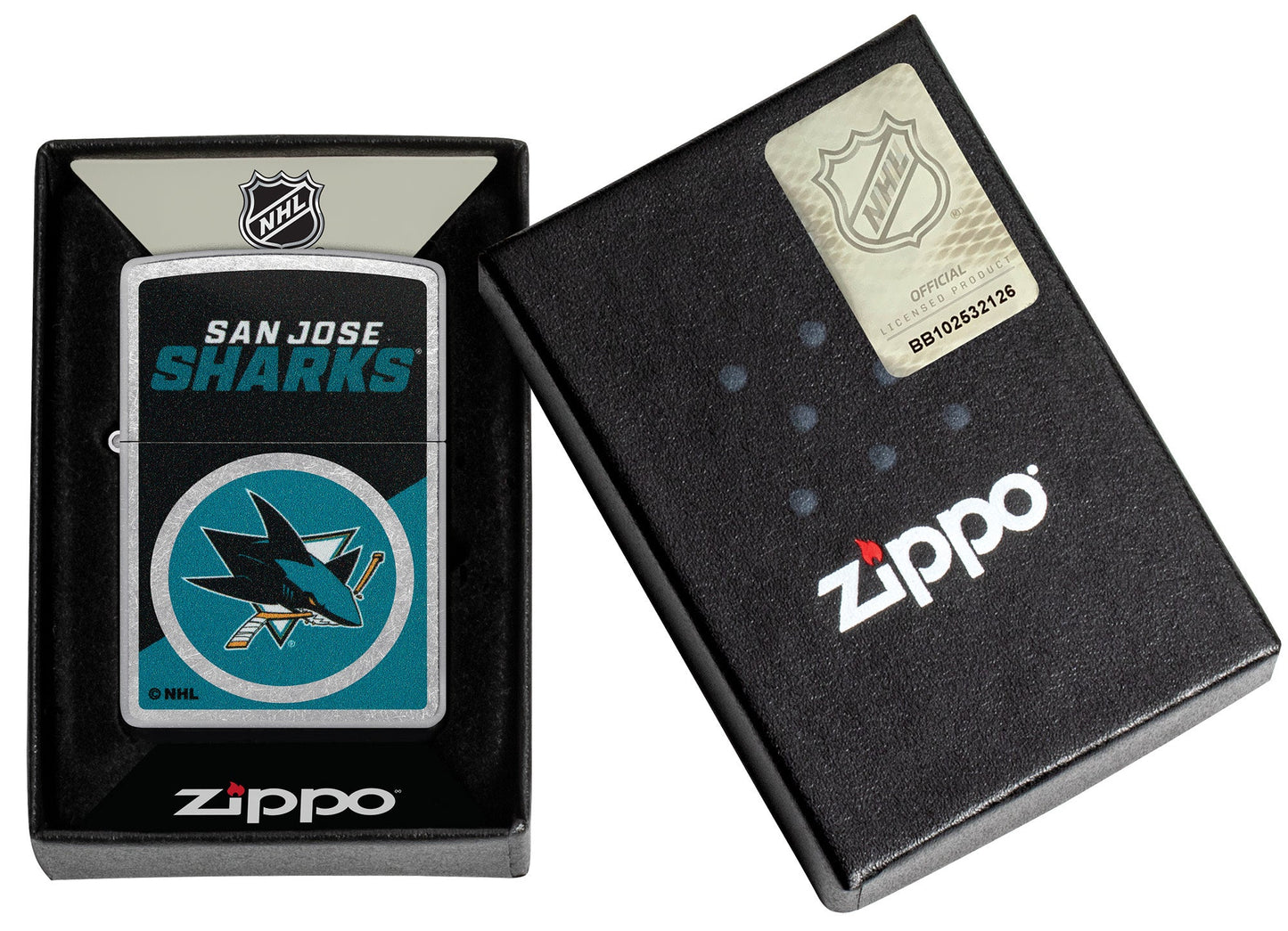 Zippo NHL® San Jose Sharks® Colorblock Logo Design Street Chrome™ Windproof Lighter