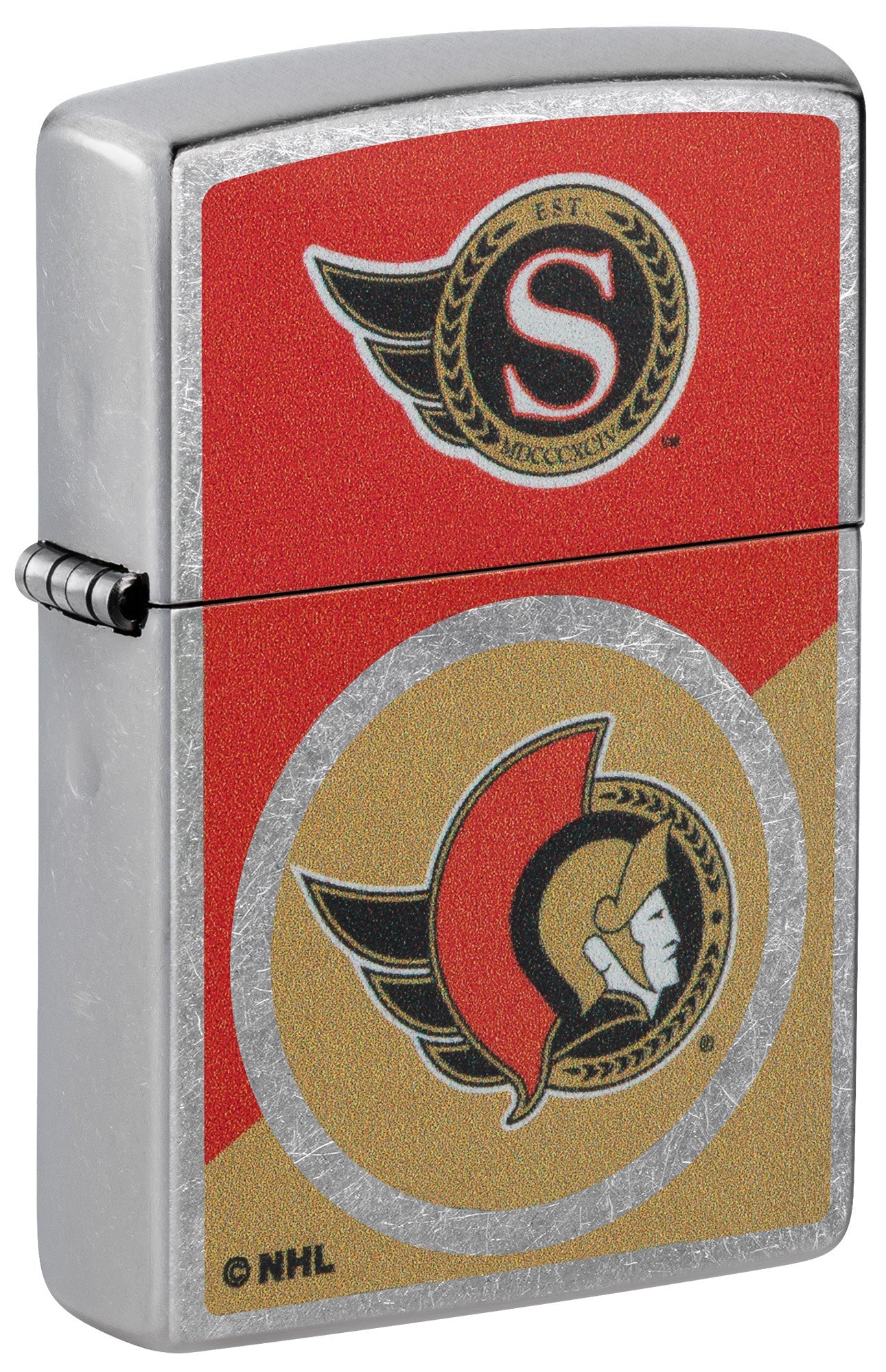 Zippo NHL® Ottawa Senators® Colorblock Logo Design Street Chrome™ Windproof Lighter