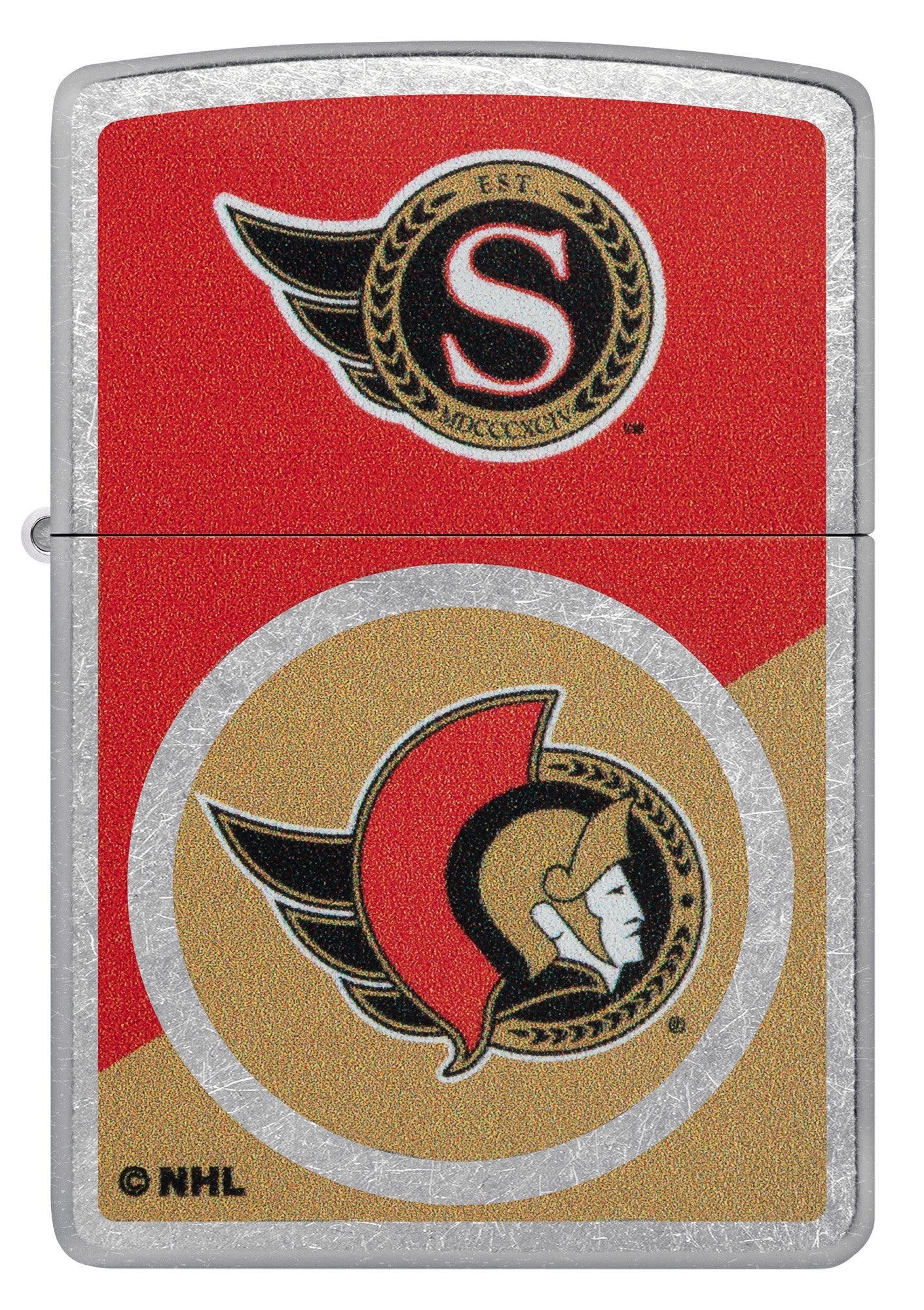 Zippo NHL® Ottawa Senators® Colorblock Logo Design Street Chrome™ Windproof Lighter