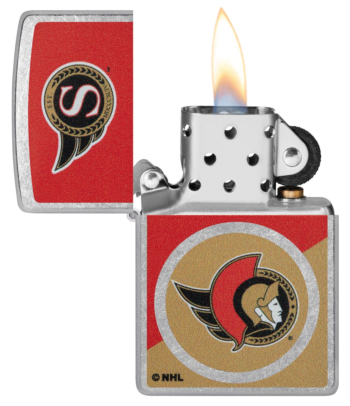Zippo NHL® Ottawa Senators® Colorblock Logo Design Street Chrome™ Windproof Lighter