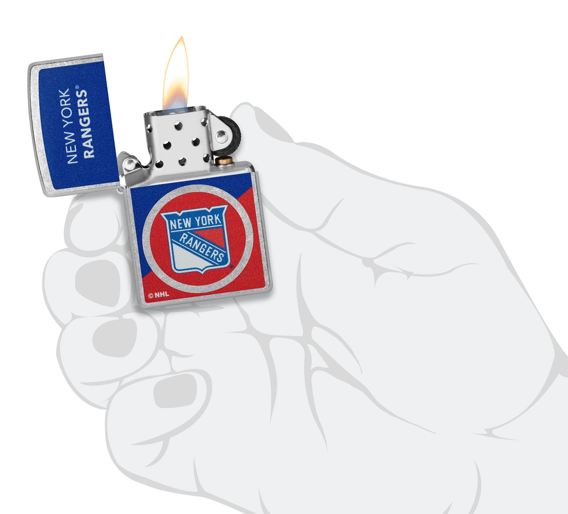 Zippo NHL® New York Rangers® Colorblock Logo Design Street Chrome™ Windproof Lighter