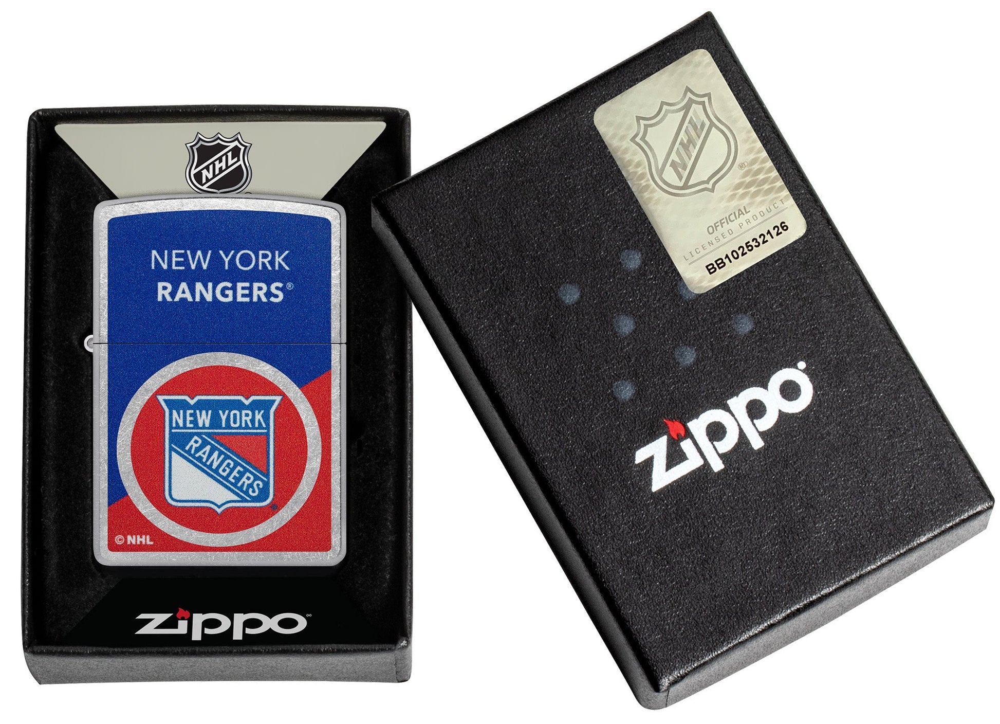 Zippo NHL® New York Rangers® Colorblock Logo Design Street Chrome™ Windproof Lighter