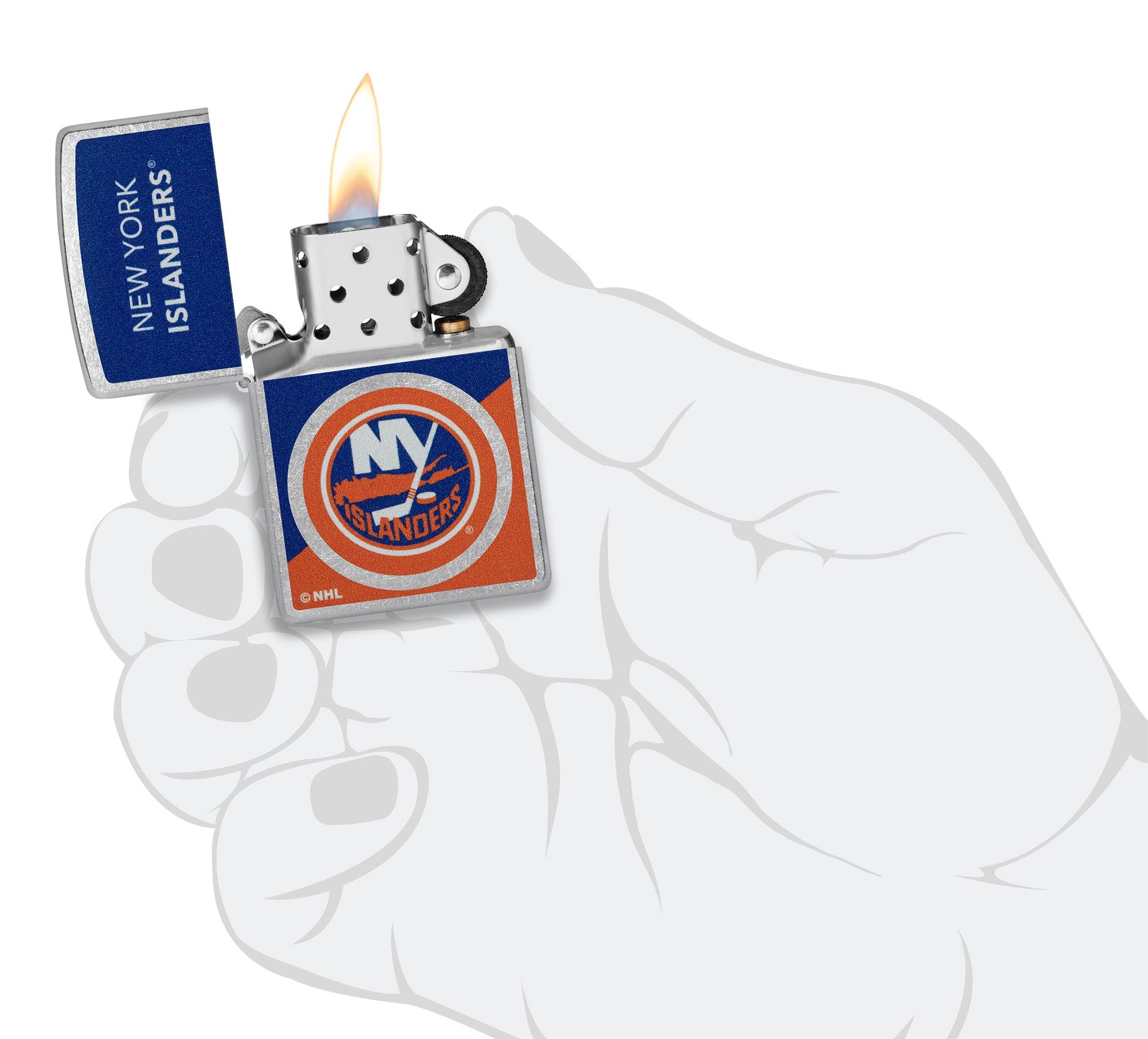 Zippo NHL® New York Islanders® Colorblock Logo Design Street Chrome™ Windproof Lighter