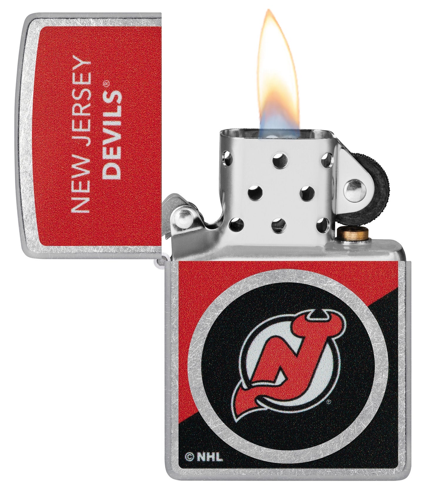 Zippo NHL® New Jersey Devils® Colorblock Logo Design Street Chrome™ Windproof Lighter