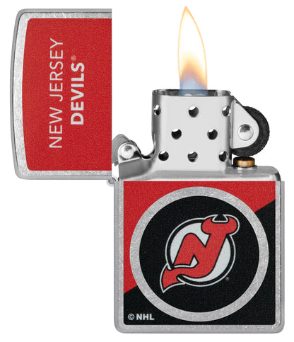 Zippo NHL® New Jersey Devils® Colorblock Logo Design Street Chrome™ Windproof Lighter