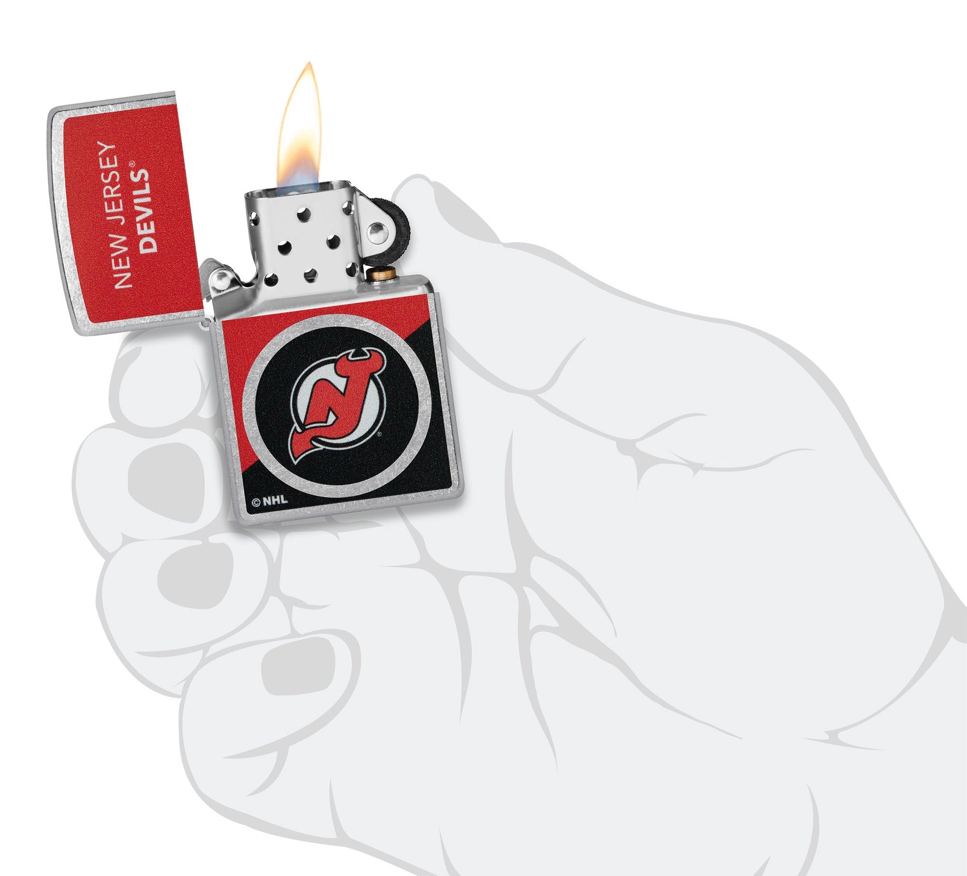 Zippo NHL® New Jersey Devils® Colorblock Logo Design Street Chrome™ Windproof Lighter