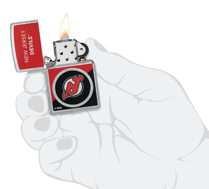Zippo NHL® New Jersey Devils® Colorblock Logo Design Street Chrome™ Windproof Lighter