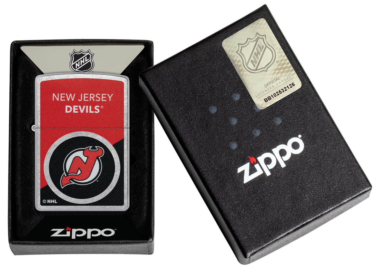 Zippo NHL® New Jersey Devils® Colorblock Logo Design Street Chrome™ Windproof Lighter