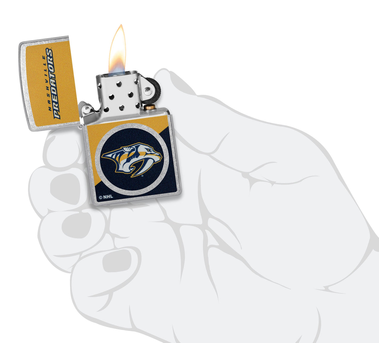 Zippo NHL® Nashville Predators® Colorblock Logo Design Street Chrome™ Windproof Lighter