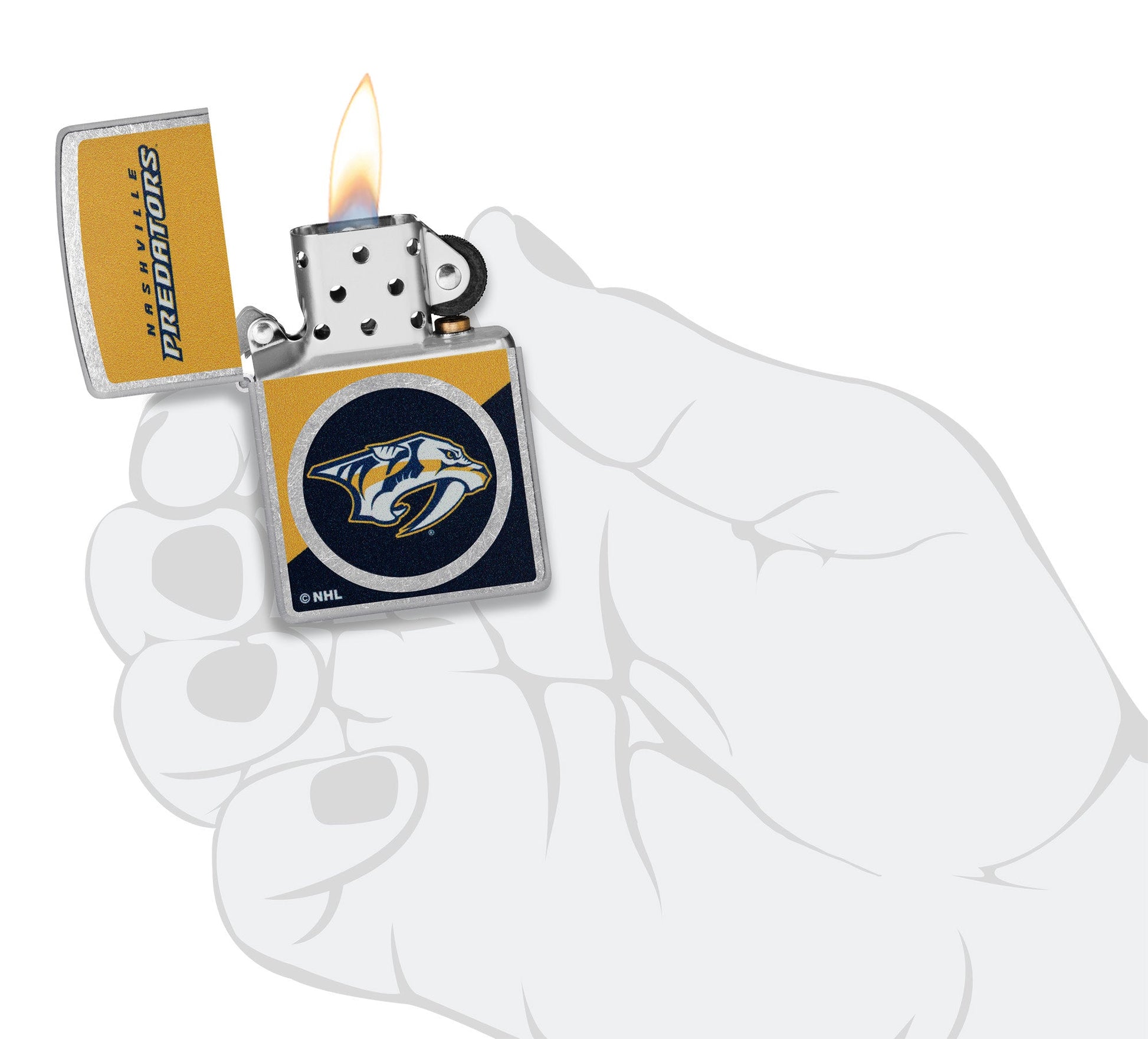 Zippo NHL® Nashville Predators® Colorblock Logo Design Street Chrome™ Windproof Lighter