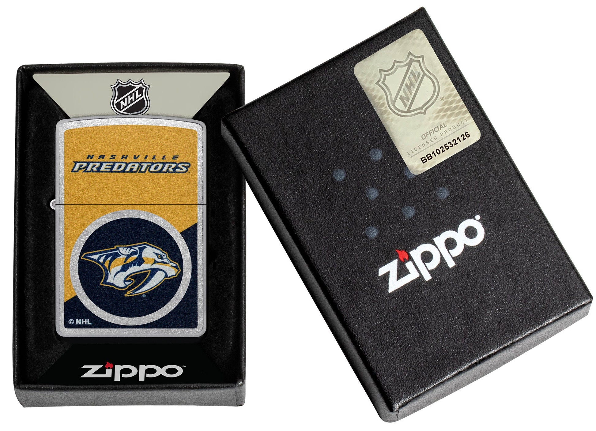 Zippo NHL® Nashville Predators® Colorblock Logo Design Street Chrome™ Windproof Lighter