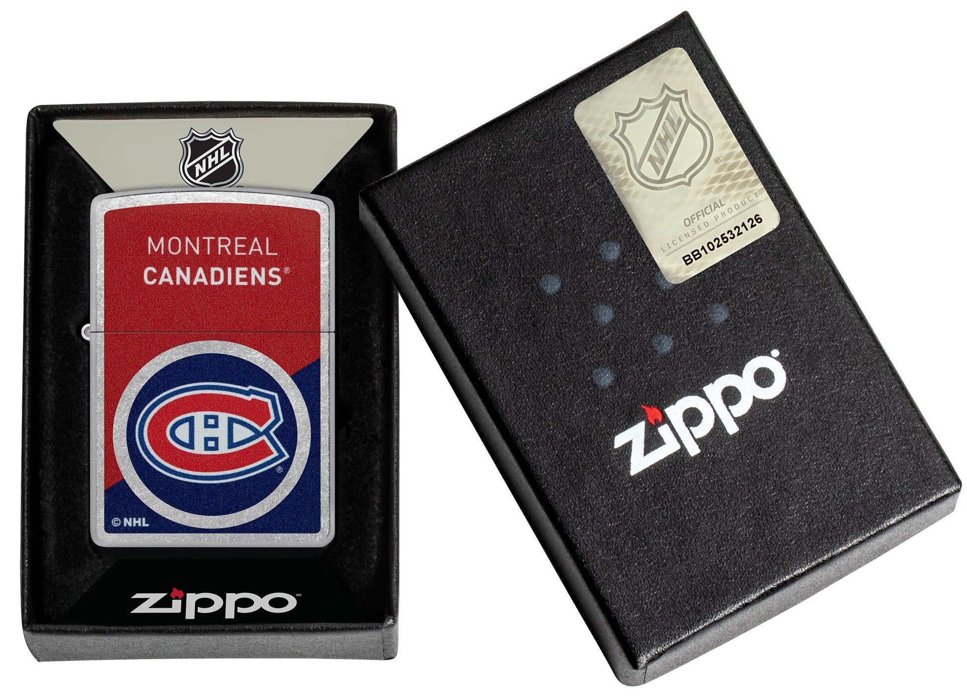 Zippo NHL® Montreal Canadiens® Colorblock Logo Design Street Chrome™ Windproof Lighter