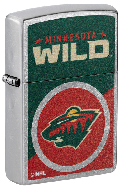 Zippo NHL® Minnesota Wild® Colorblock Logo Design Street Chrome™ Windproof Lighter