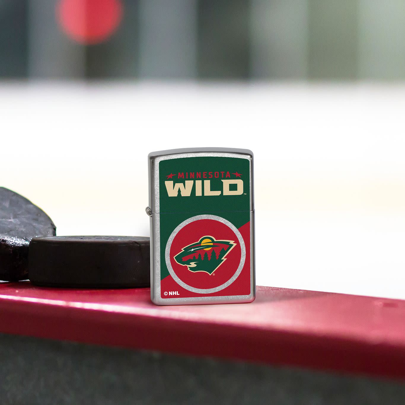 Zippo NHL® Minnesota Wild® Colorblock Logo Design Street Chrome™ Windproof Lighter